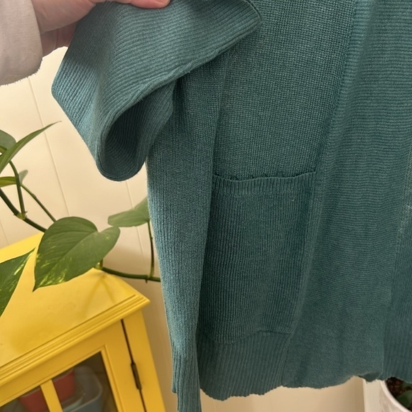 Eileen Fisher Teal Slouchy Open Cardigan Sweater Silk Organic Blend Cotton XS - Picture 5 of 10
